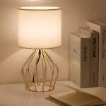 HAITRAL Gold Table Lamp - Modern Style Desk Lamp with Hollowed Out Base Linen Fa... - Image 3