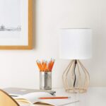 HAITRAL Gold Table Lamp - Modern Style Desk Lamp with Hollowed Out Base Linen Fa... - Image 7