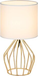 HAITRAL Gold Table Lamp - Modern Style Desk Lamp with Hollowed Out Base Linen Fa... - Image 8