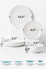 FOBENTA 24-Piece Ceramic Dinnerware Set,Large Plates and Bowls Set for 6,Elegant... - Image 3