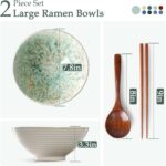 NUTRIUPS 8 Inch Ceramic Ramen Bowl Set of 2 Pho Bowls 40oz Japanese Noodle Udon ... - Image 3