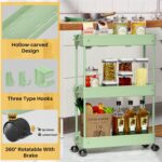 SPACEKEEPER Slim Rolling Storage Cart, 3 Tier Bathroom Organizer Utility Cart La... - Image 7