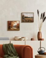 KISSFOX Framed Wall Art Vintage Wall Decor Forest Canvas Art Lake Scenery Pictur... - Image 6