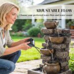 Outsunny 28" Outdoor Fountain with 5-Tier Rustic Jugs and Rock, Cascading Waterf... - Image 5