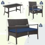 Tangkula 4 Pieces Outdoor Conversation Set, Patio PE Wicker Sofa with Tempered G... - Image 5