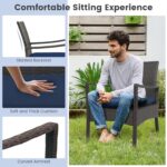 Tangkula 4 Pieces Outdoor Conversation Set, Patio PE Wicker Sofa with Tempered G... - Image 8