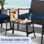 Tangkula 4 Pieces Outdoor Conversation Set, Patio PE Wicker Sofa with Tempered G... - Image 9