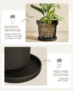 Bamworld Plant Pots Indoor with Drainage Holes- Set of 3 Pots for Plants(4.9/5.9... - Image 4