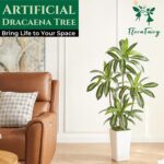 5FT Artificial Dracaena Tree with White Planter and Fake Green Moss - Real Touch... - Image 7