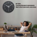Plumeet 10'' Wall Clock, Bedroom Wall Clocks Battery Operated, Silent Quartz Sma... - Image 4