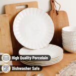 BTaT- Porcelain Dinner Plates with Gold Trim,10.5 inch, Set of 6, White Dinner P... - Image 4