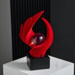 FJS Modern Red Statue Living Room Decor, Abstract Art Table Decor Accents, Resin... - Image 4