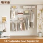 PROWORX 5-8 Ft Closet Organizer System, White Adjustable Custom Metal Wire Shelv... - Image 3