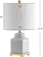 JONATHAN Y 21.5" White and Navy Blue Ceramic Ginger Jar LED Table Lamp, Modern C... - Image 4