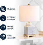 JONATHAN Y 21.5" White and Navy Blue Ceramic Ginger Jar LED Table Lamp, Modern C... - Image 5