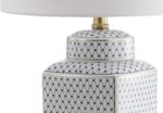 JONATHAN Y 21.5" White and Navy Blue Ceramic Ginger Jar LED Table Lamp, Modern C... - Image 6