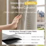 100% Blackout Curtains for Bedroom, Luxury Chenille Thermal Insulated Drapes for... - Image 3