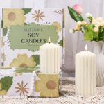 3 Pcs White Ribbed Pillar Candles-Vanilla Cake Scented,Natural Soy Wax,Non Toxic... - Image 9
