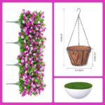 INXUGAO Artificial Flowers with Hanging Basket, Outdoor Faux Plants Silk Morning... - Image 3