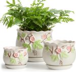 STHIE Ceramic Plant Pots with Drainage Holes and Saucers, Round Flower Pots for ... - Image 9