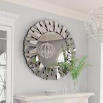 Round Decorative Mirror 31.5 inches Large Silver Wall Vanity Beveled - Image 4
