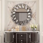 Round Decorative Mirror 31.5 inches Large Silver Wall Vanity Beveled - Image 6