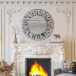 Round Decorative Mirror 31.5 inches Large Silver Wall Vanity Beveled - Image 7