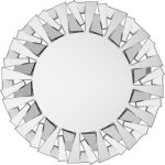 Round Decorative Mirror 31.5 inches Large Silver Wall Vanity Beveled - Image 9