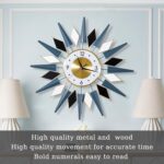 24 Inch Modern Metal Wall Clock Unique Design, Large Silent Battery Operated Non... - Image 4