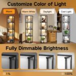 OUTON 67" Glass Display Shelf with Dimmable LED Floor Lamp, Collectibles Display... - Image 4