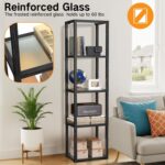 OUTON 67" Glass Display Shelf with Dimmable LED Floor Lamp, Collectibles Display... - Image 6