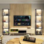 OUTON 67" Glass Display Shelf with Dimmable LED Floor Lamp, Collectibles Display... - Image 7