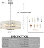 Crystal Chandelier for Dining Room,17.7'' LED Luxury Modern glass Mount Chandeli... - Image 4