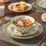 18-Piece Dinnerware Set for 6, Porcelain Plates and Bowls Sets, Polish Jasmine F... - Image 3