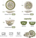 18-Piece Dinnerware Set for 6, Porcelain Plates and Bowls Sets, Polish Jasmine F... - Image 4