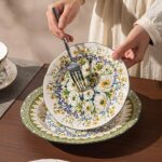18-Piece Dinnerware Set for 6, Porcelain Plates and Bowls Sets, Polish Jasmine F... - Image 5