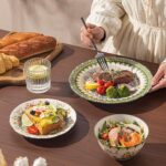 18-Piece Dinnerware Set for 6, Porcelain Plates and Bowls Sets, Polish Jasmine F... - Image 7