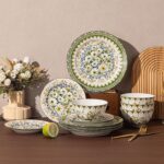 18-Piece Dinnerware Set for 6, Porcelain Plates and Bowls Sets, Polish Jasmine F... - Image 9