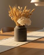 Ribbed Ceramic Vase, 7.32 Inch Dark Brown Farmhouse Vase for Pampas Grass, Rusti... - Image 5