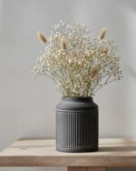 Ribbed Ceramic Vase, 7.32 Inch Dark Brown Farmhouse Vase for Pampas Grass, Rusti... - Image 7