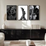 3Pcs Black White Trendy Leopard Canvas Wall Art Glam Black Woman Wall Decor Bath... - Image 3