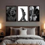 3Pcs Black White Trendy Leopard Canvas Wall Art Glam Black Woman Wall Decor Bath... - Image 4