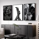 3Pcs Black White Trendy Leopard Canvas Wall Art Glam Black Woman Wall Decor Bath... - Image 6