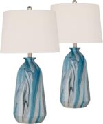 360 Lighting Carlton Modern Coastal Table Lamps 28" Tall Set of 2 Swirling Blue ... - Image 3