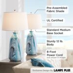 360 Lighting Carlton Modern Coastal Table Lamps 28" Tall Set of 2 Swirling Blue ... - Image 4
