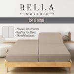 Bella Coterie Luxury Bamboo Viscose Split King Size Sheet Set | 2 Fitted Sheets ... - Image 3