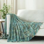 Multi-Color Green Cable Woven Throw Blanket for Couch,60"X80" Boho Style Texture... - Image 7