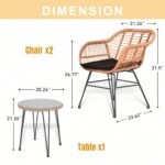 Tappio 3 Piece Outdoor Wicker Furniture Patio Bistro Set, Balcony Furniture Ratt... - Image 3