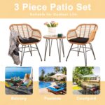 Tappio 3 Piece Outdoor Wicker Furniture Patio Bistro Set, Balcony Furniture Ratt... - Image 7