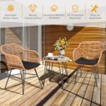 Tappio 3 Piece Outdoor Wicker Furniture Patio Bistro Set, Balcony Furniture Ratt... - Image 8